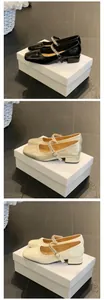 Three elegant colors of French Mary Jane heels with rhinestone straps and block heels.