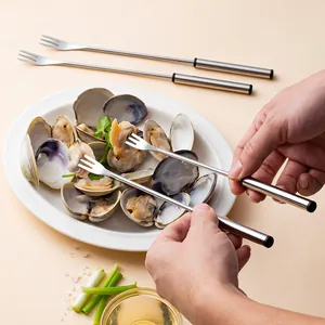 High-quality stainless steel long handle fruit forks for dessert and seafood party use