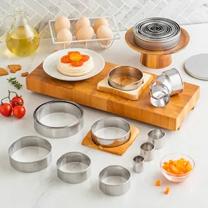 14Pcs Stainless Steel Round Cookie Cutter Set Circular Mousse Ring Baking Mold DIY Cake Fondant Biscuit Tools With Tin Box