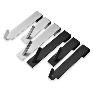 Minimalistische Bad-Glastürhaken aus Edelstahl im Set in Schwarz matt und Silber gebürstet