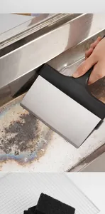 Heavy duty stainless steel BBQ scraper tool with handle for professional grill cleaning