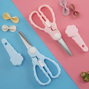 Tijeras Portátiles de Acero Inoxidable para Alimentos de Bebé Con Funda Protectora Cierre de Seguridad Ergonómico Cortador de Alimentos para Niños