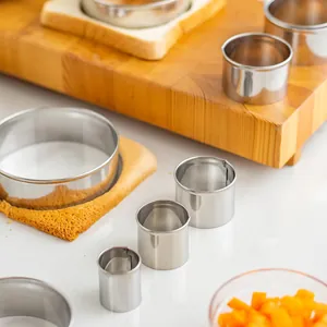 14-piece set of stainless steel round cookie cutters and mousse rings for baking