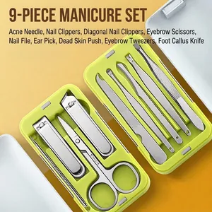 Herramientas de Manicura Portátiles de Acero Inoxidable con Estuche Magnético Kit de Cuidado de Uñas Profesional