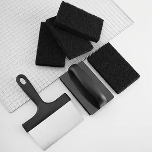 Stainless Steel BBQ Grill Scraper And Cleaning Brush Heavy Duty Griddle Scouring Pads Kitchen Barbecue Cleaning Utensils