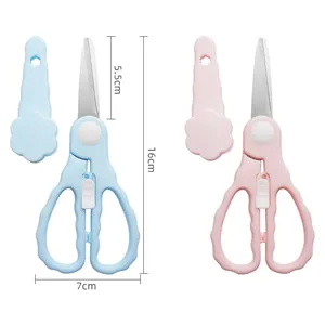 Tijeras para comida de bebé de acero inoxidable con fundas protectoras y medidas