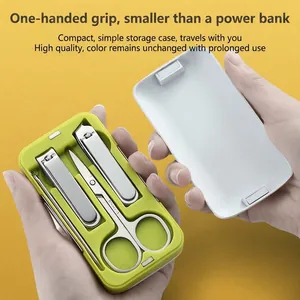 Juego de manicura portátil de 9 piezas de acero inoxidable en estuche verde