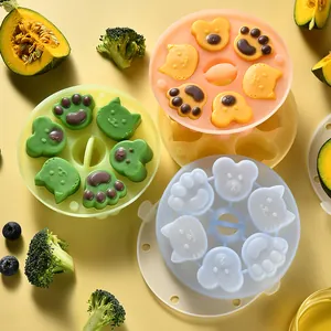 Moules en silicone colorés en forme d'animaux pour la cuisson vapeur de repas bébé