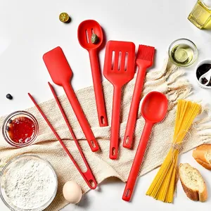 Ensemble d'Ustensiles de Cuisine en Silicone Résistant à la Chaleur Outils de Cuisine Anti-adhésifs Intégrés Spatule Cuillère Pince