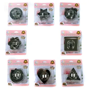 8-piece stainless steel mousse ring set with push plates for baking and sushi