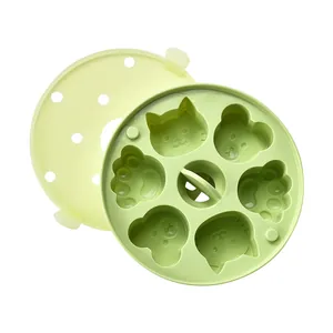 Moule à vapeur en silicone vert clair avec formes d'animaux pour aliments bébé