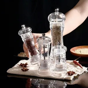 Manual Transparent Acrylic Spice Grinder with Ceramic Core Adjustable Coarseness Pepper Sea Salt Mill Kitchen Seasoning Tool