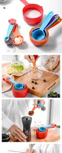 Détail de l'ensemble de 10 tasses et cuillères à mesurer colorées pour la pâtisserie