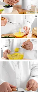 Ustensiles de cuisine en acier inoxydable avec poignées en bois pour fouetter et puiser
