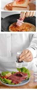 Détail de la brosse à bouteille d'huile en silicone pour griller steak et pain