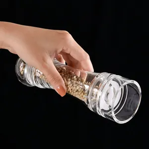 Manual clear acrylic spice grinder featuring a ceramic mechanism for salt and pepper mills