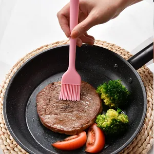 Professional pink heat resistant silicone basting brush for kitchen cooking and baking
