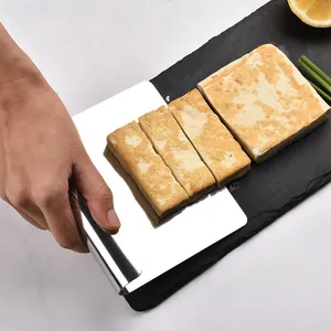 Versatile 304 stainless steel bench scraper and dough cutter for kitchen baking