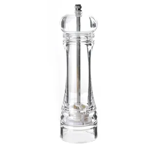 Clear acrylic pepper grinder with adjustable ceramic core for kitchen salt and spices