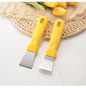 Raschietto da cucina in acciaio inossidabile con manico giallo per cappa e sbrinamento