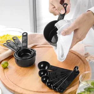 Professional 11-piece black measuring cups and spoons set for kitchen baking and cooking