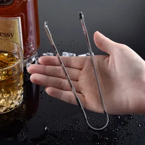 Mini Eiszange aus Edelstahl mit gezahnten Greifern für Bar-Eiswürfel und Zucker