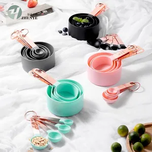 Copper Plated Stainless Steel Handle Measuring Cups and Spoons Combination Baking Tool With Scales Modern Kitchen Gadgets