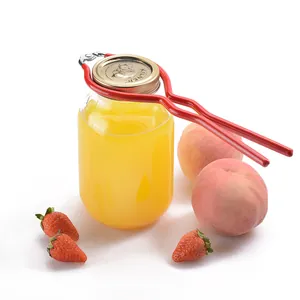Professional red stainless steel canning jar lifter for safe handling of hot glass jars