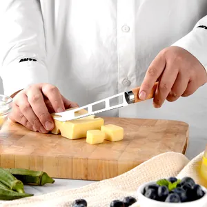 Couteau à fromage professionnel en acier inoxydable avec manche ergonomique en bois