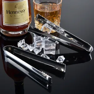 Zwei Eiszangen aus Edelstahl mit gezackten Spitzen für Bar-Eiswürfel und Zucker
