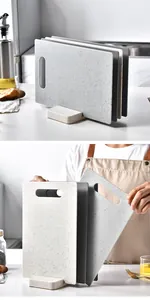 Lot de 4 planches à découper en plastique avec support pour l'organisation de la cuisine
