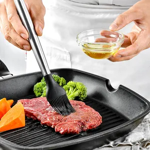 Pinceau à badigeonner professionnel en silicone avec manche en inox pour grillade