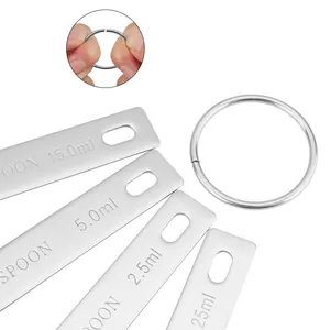 Jeu de 4 cuillères à mesurer en inox avec échelles de capacité gravées pour la cuisine