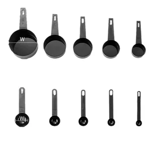 Comprehensive 10-piece black measuring cups and spoons set for precise kitchen baking