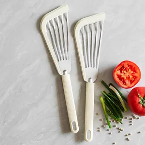 Silicone Stainless Steel Slotted Fish Spatula Heat Resistant Non-stick Cooking Turner Beef Steak Modern Kitchen Tool