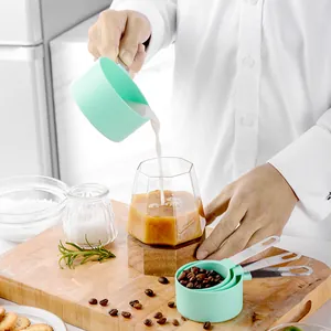 Professional 8-piece stainless steel and plastic measuring cups and spoons set for baking