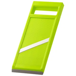 Lime green handheld vegetable mandoline slicer for potatoes and cucumbers