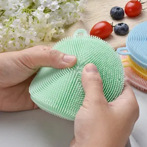 Cepillo lavaplatos flexible de silicona TPE con cerdas densas para limpieza de cocina.