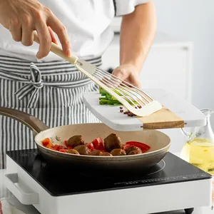Professional heat-resistant silicone and stainless steel fish spatula for non-stick frying