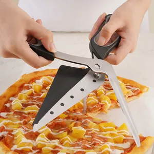 Multifunctional detachable stainless steel pizza scissors with built-in spatula