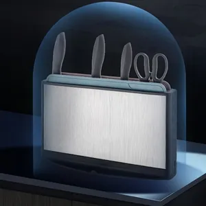 Smart Kitchen Ozone Sterilization Knife Holder Set Stainless Steel Disinfection Rack with Cutting Boards and Knives