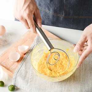 High quality 304 stainless steel Danish dough whisk for mixing flour and eggs in a bowl