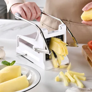 Manual stainless steel potato cutter and French fry slicer for kitchen vegetable dicing