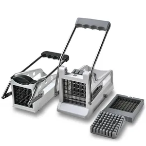 Stainless steel manual potato chipper and french fry cutter with interchangeable blades