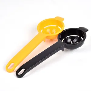 Professional long handle plastic egg white separator tools in yellow and black colors