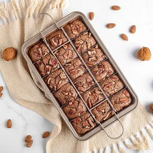 Non-Stick Brownie Pan With Divider 18 Slot High Carbon Steel Baking Tray Rectangular Cake Mold With Handles For Oven Baking Kitchen Bakeware