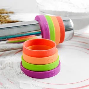 430 stainless steel rolling pin with adjustable silicone thickness rings for baking