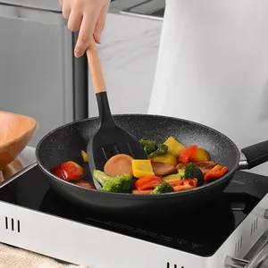 Επαγγελματική σπάτουλα σιλικόνης με ξύλινη λαβή για αντικολλητικά σκεύη μαγειρικής