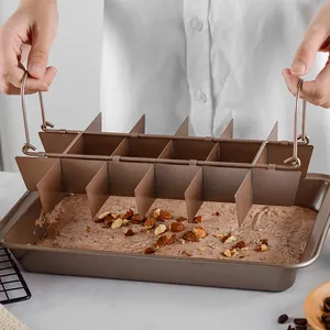 Professional non-stick brownie baking pan with divider for 18 even slices