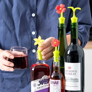 Set di tappi per bottiglie di vino in silicone a forma di fiore per sigillatura e decorazione